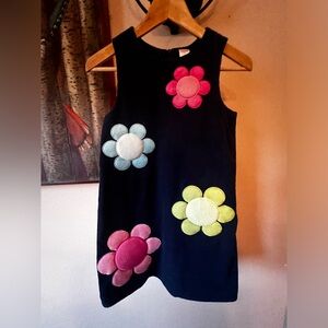 Gymboree Smart And Sweet Pop Flowers Blue Corduroy Jumper With Flower Appliqué